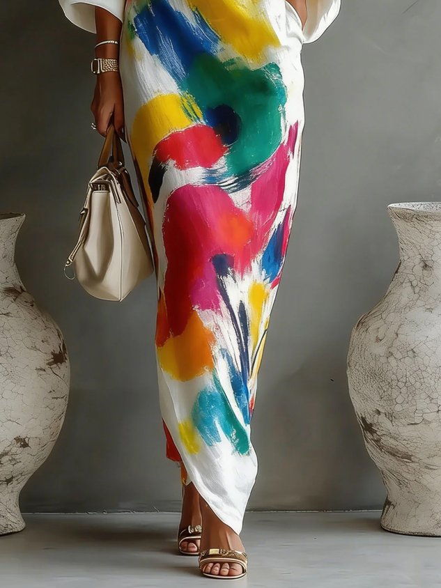 Zafira™ Abstract One-Shoulder Maxi Dress