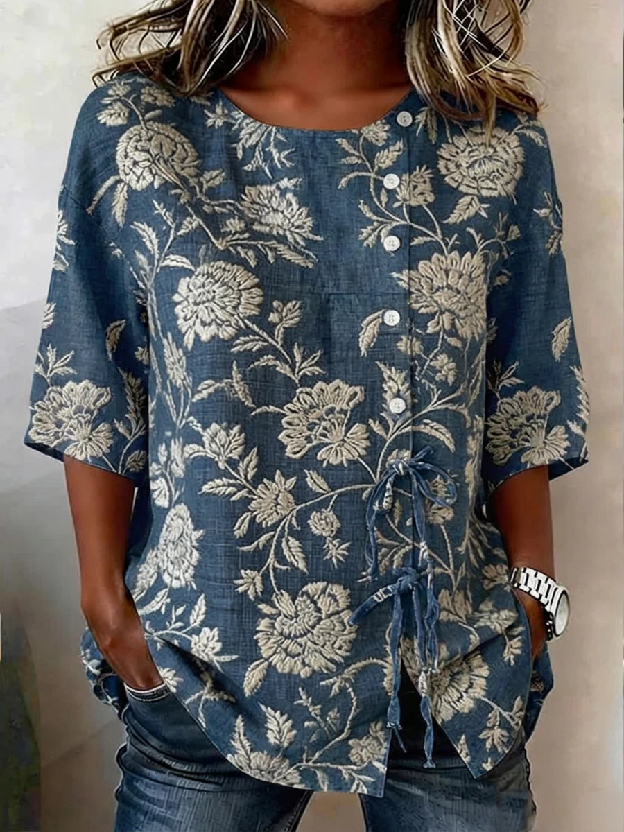 Isadora™ Embroidered Linen Blouse