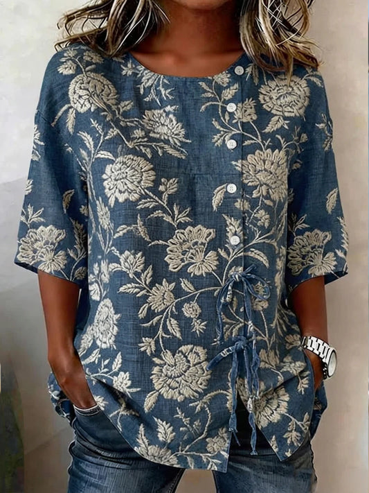 Isadora™ Embroidered Linen Blouse