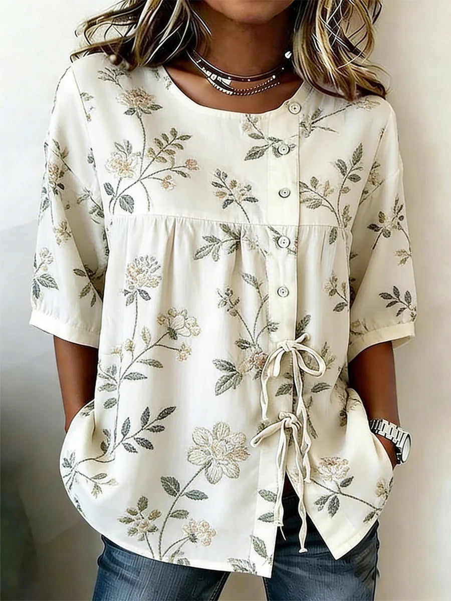 Amélia™ Embroidered Linen Blouse